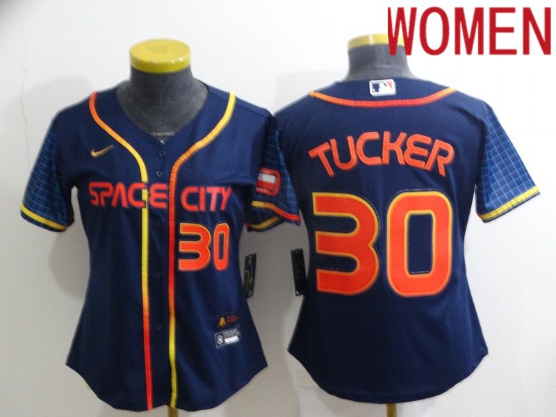 Women Houston Astros #30 Tucker Blue City Edition Game Nike 2022 MLB Jerseys